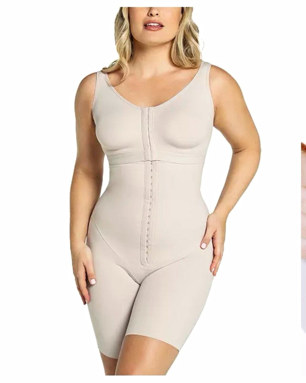 NEW Leonisa 18520 Sculpting Bodysuit Back Support Bra Beige Size M